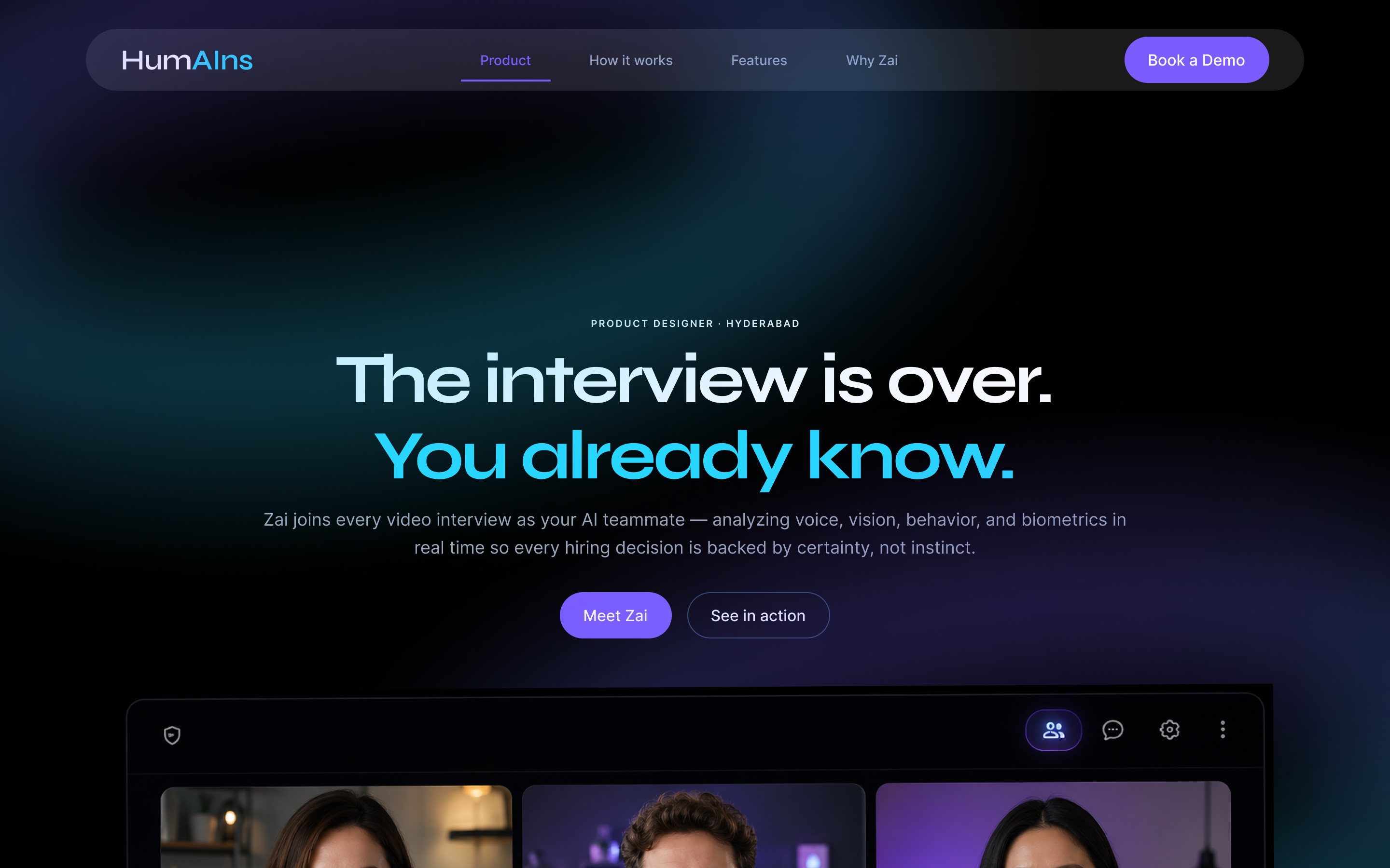 HumAIns homepage hero section
